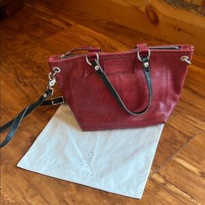 Alexis Drake Handmade Custom Collection Leather Handbag, Rudy Red with Black